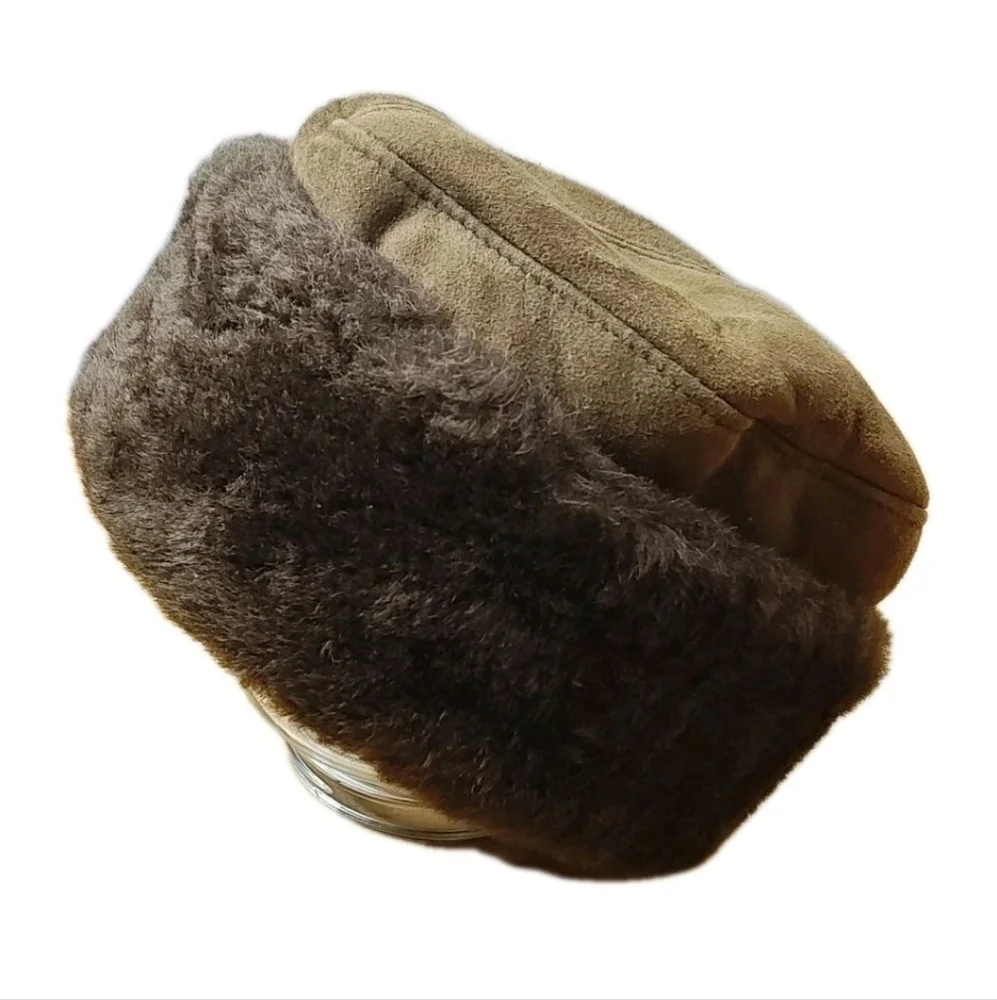 Susan Bradford Brown Suede Cossack Hat Fur Lined Winter Snow Cap Vermont USA O/S
